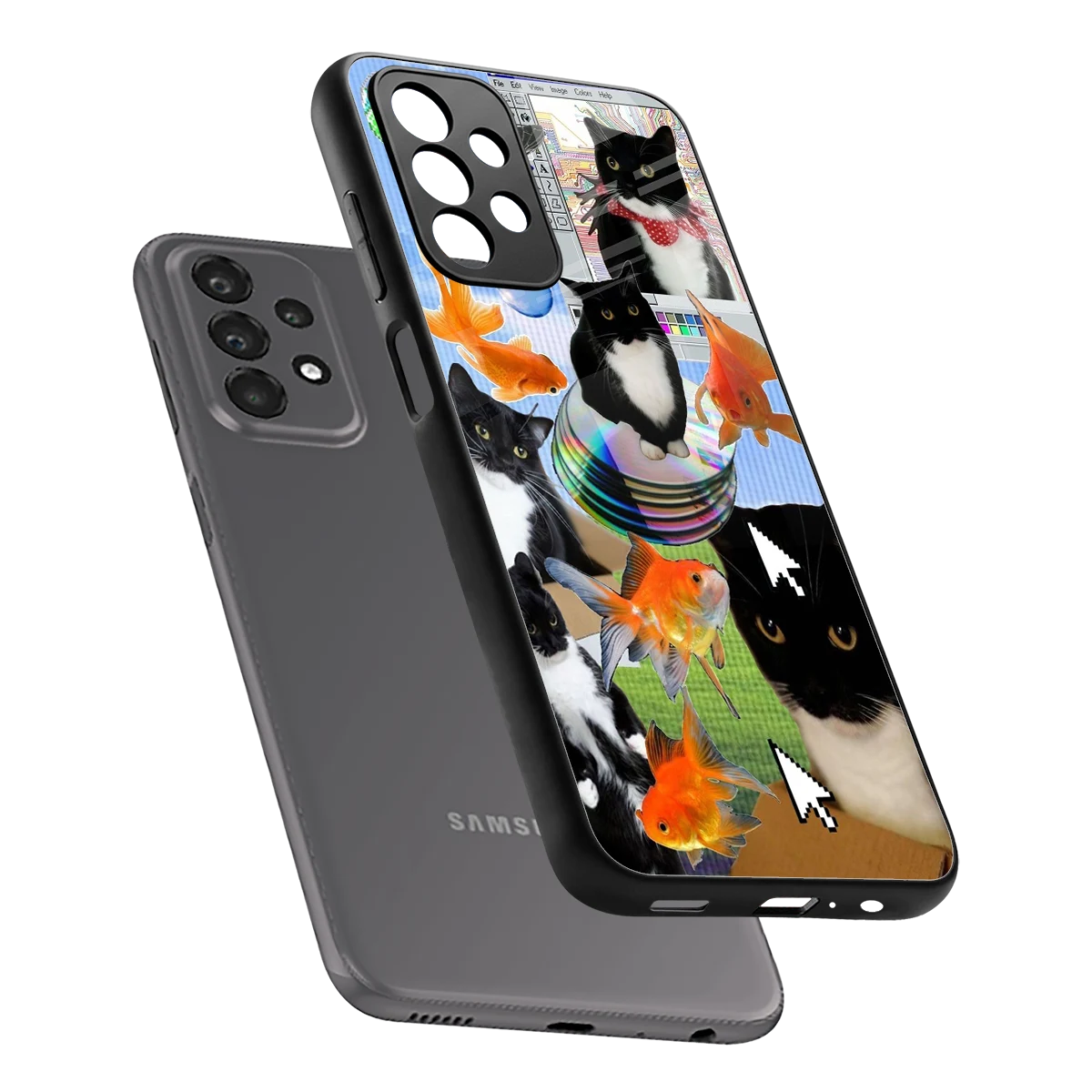 Techno Kitties sleek samsung galaxy a23 cover with tempered glass back and TPU edges