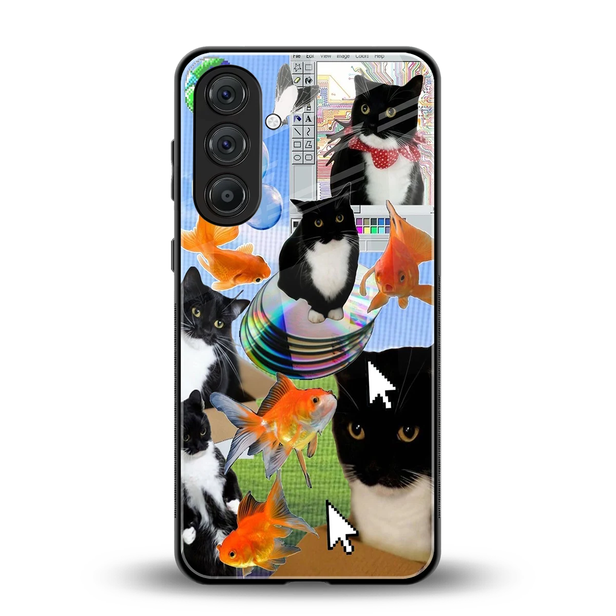 Techno Kitties back phone cover | glass case for samsung galaxy a55 5g