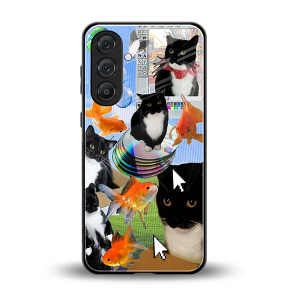 Techno Kitties back phone cover | glass case for samsung galaxy m35 5g
