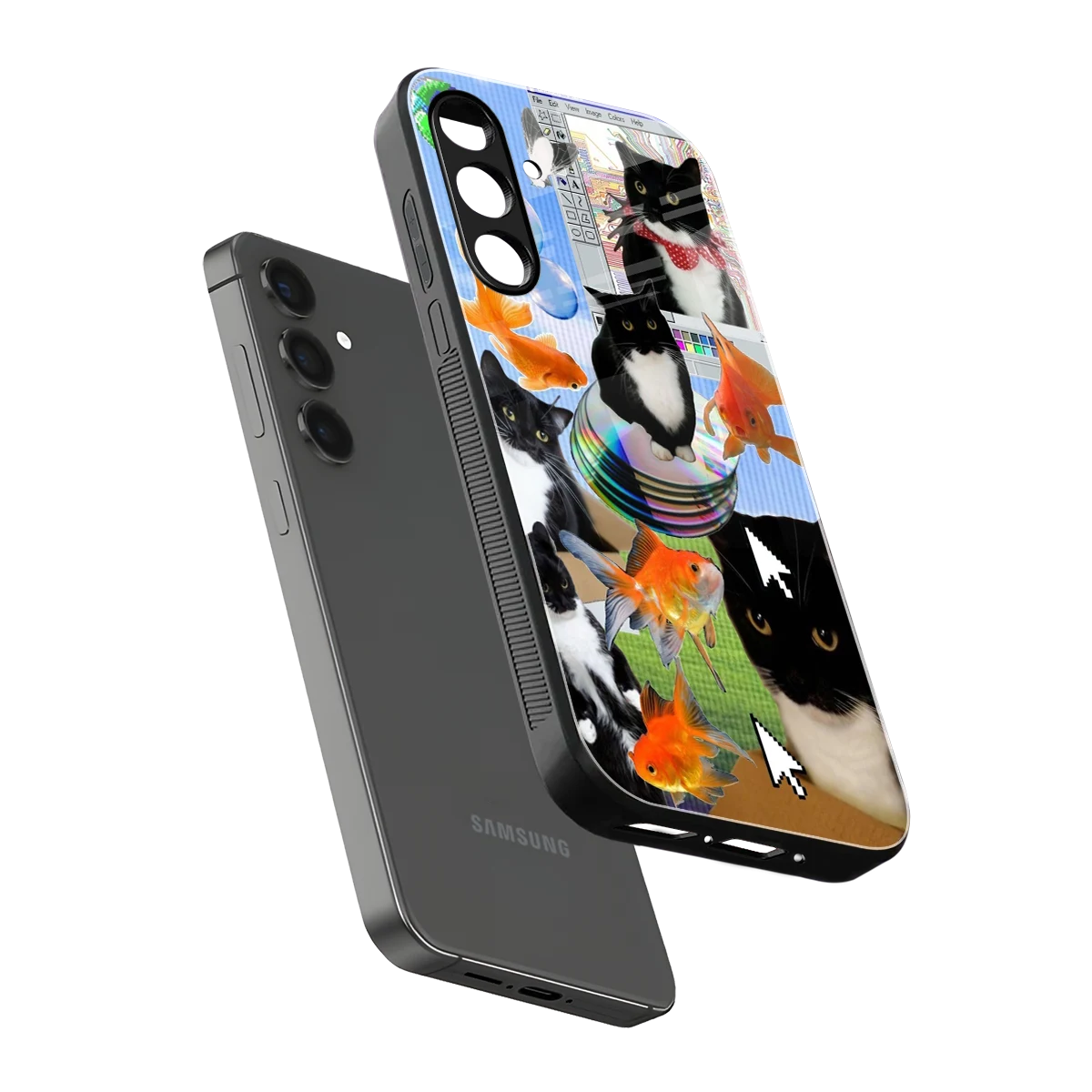 Techno Kitties sleek samsung galaxy a55 5g cover with tempered glass back and TPU edges