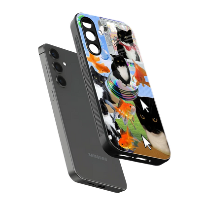 Techno Kitties sleek samsung galaxy a55 5g cover with tempered glass back and TPU edges