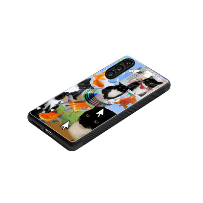 Techno Kitties stylish phone case for samsung galaxy a55 5g | glossy glass and slim fit