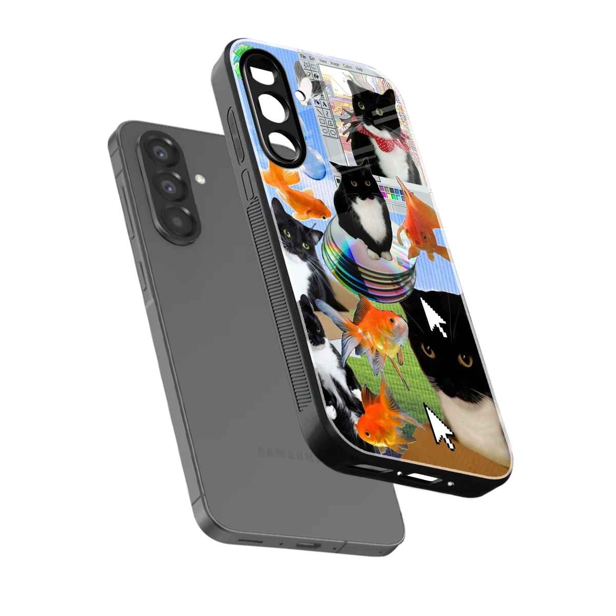 Techno Kitties sleek samsung galaxy a36 5g cover with tempered glass back and TPU edges