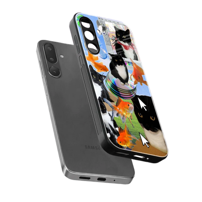 Techno Kitties sleek samsung galaxy m36 5g cover with tempered glass back and TPU edges