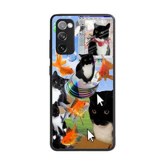 Techno Kitties back phone cover | glass case for samsung galaxy s20 fe