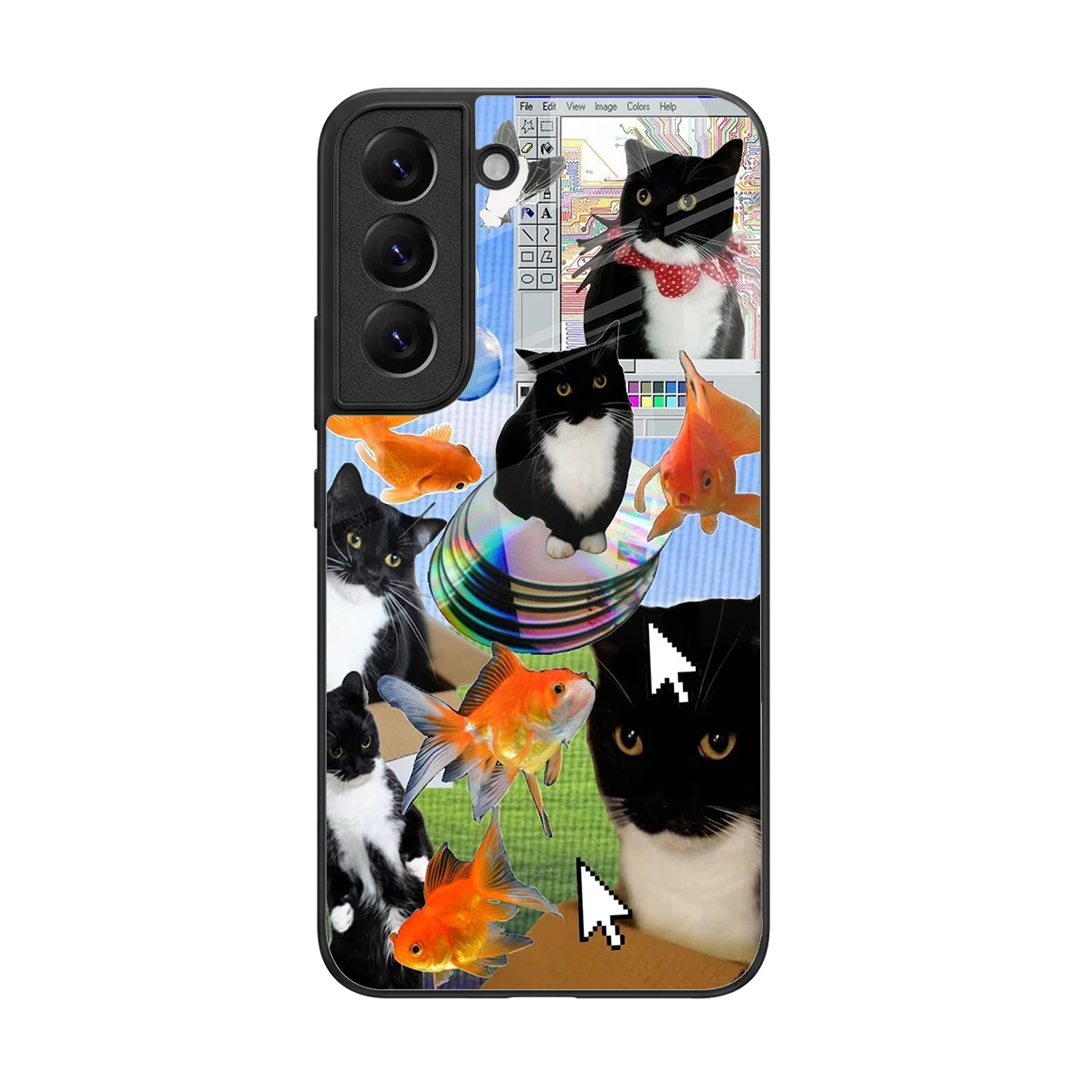 Techno Kitties back phone cover | glass case for samsung galaxy s22