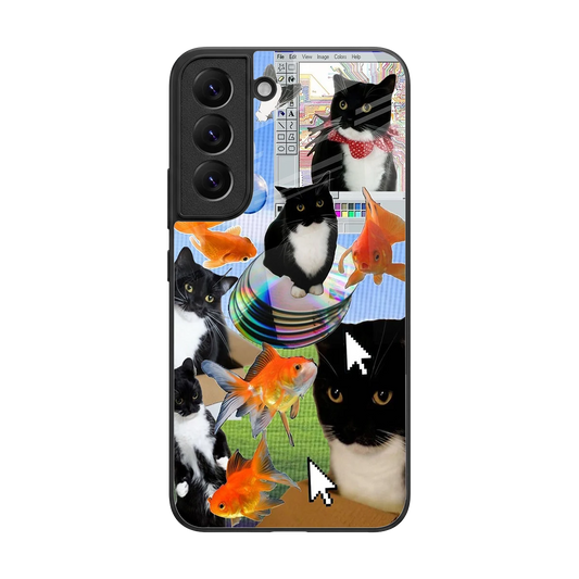 Techno Kitties back phone cover | glass case for samsung galaxy s22