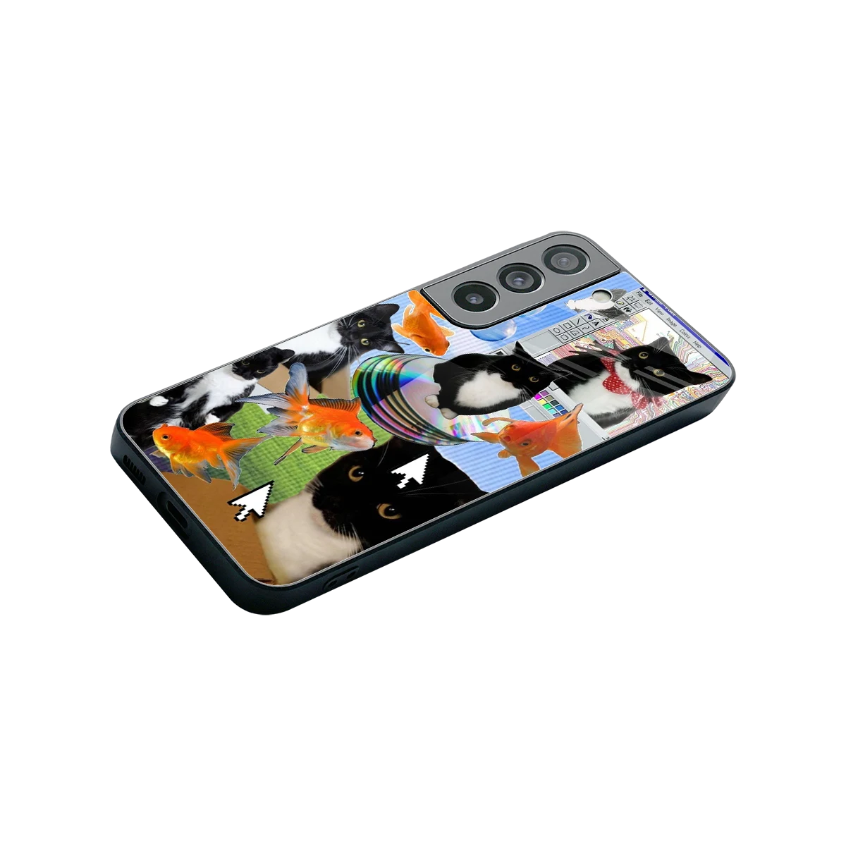 Techno Kitties stylish phone case for samsung galaxy s22 | glossy glass and slim fit