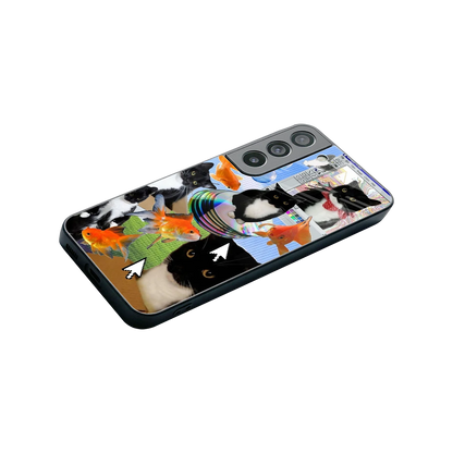 Techno Kitties stylish phone case for samsung galaxy s22 | glossy glass and slim fit
