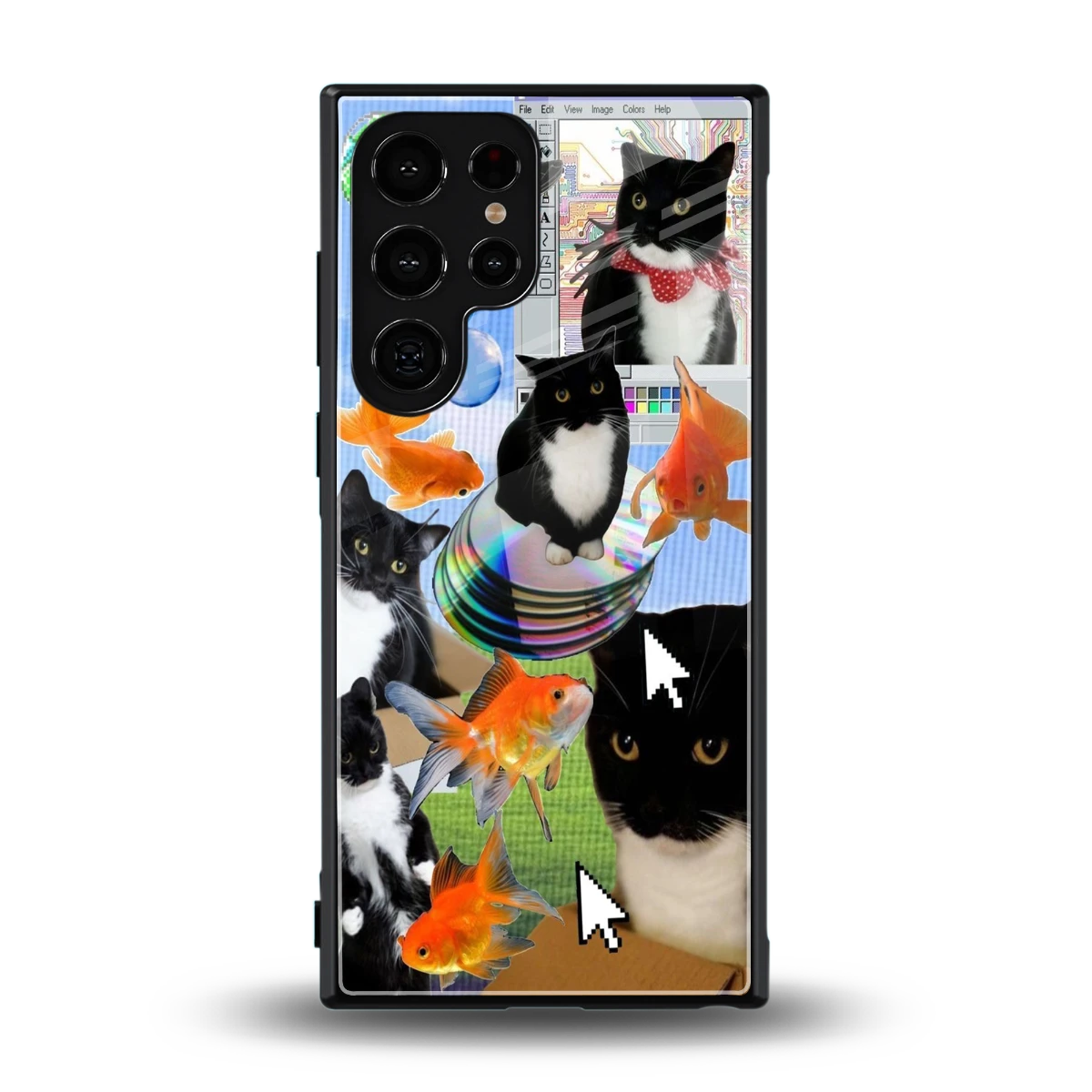 Techno Kitties back phone cover | glass case for samsung galaxy s23 ultra