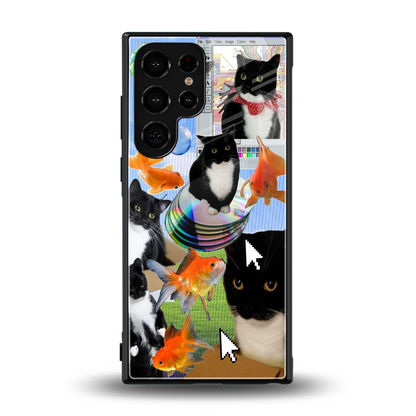 Techno Kitties back phone cover | glass case for samsung galaxy s23 ultra