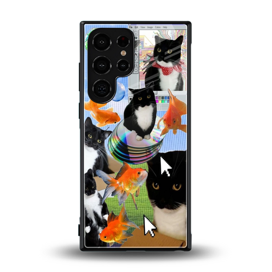 Techno Kitties back phone cover | glass case for samsung galaxy s23 ultra