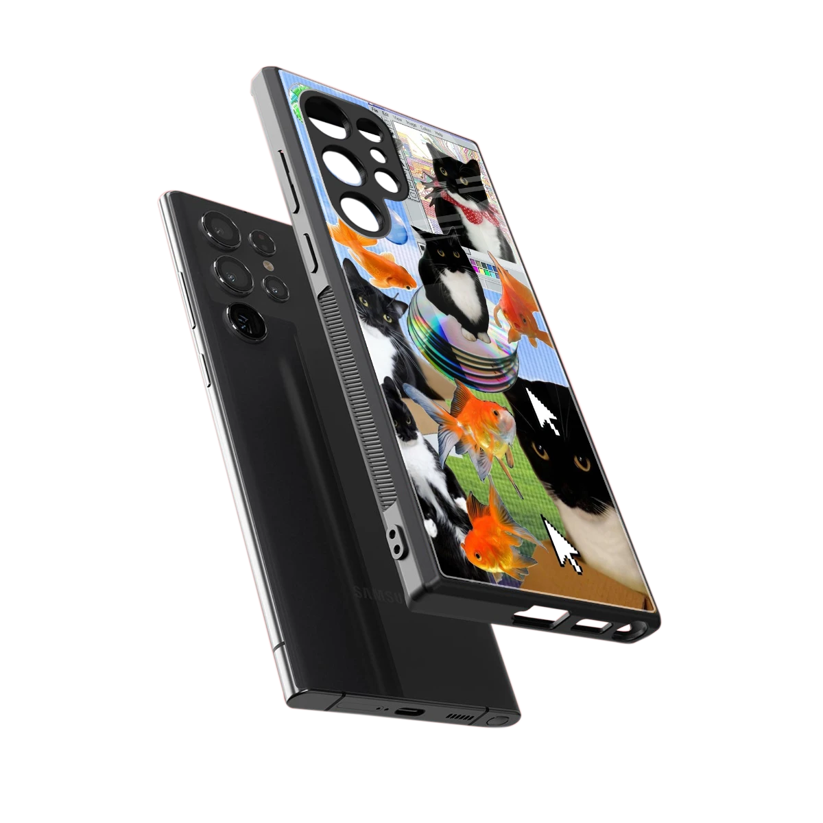 Techno Kitties sleek samsung galaxy s24 ultra cover with tempered glass back and TPU edges