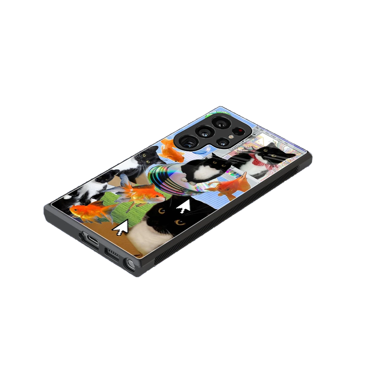 Techno Kitties stylish phone case for samsung galaxy s24 ultra | glossy glass and slim fit
