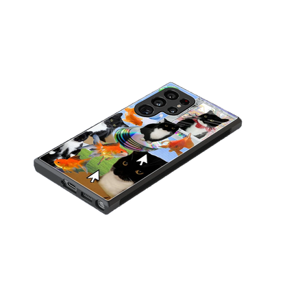 Techno Kitties stylish phone case for samsung galaxy s24 ultra | glossy glass and slim fit