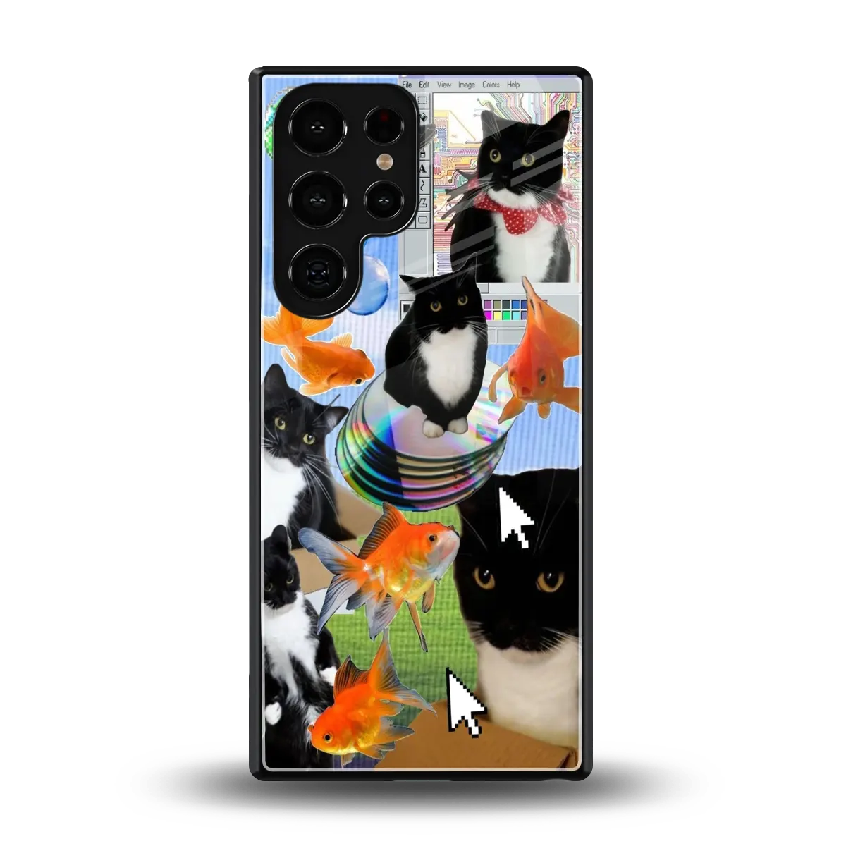 Techno Kitties back phone cover | glass case for samsung galaxy s25 ultra