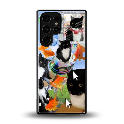 Techno Kitties back phone cover | glass case for samsung galaxy s25 ultra