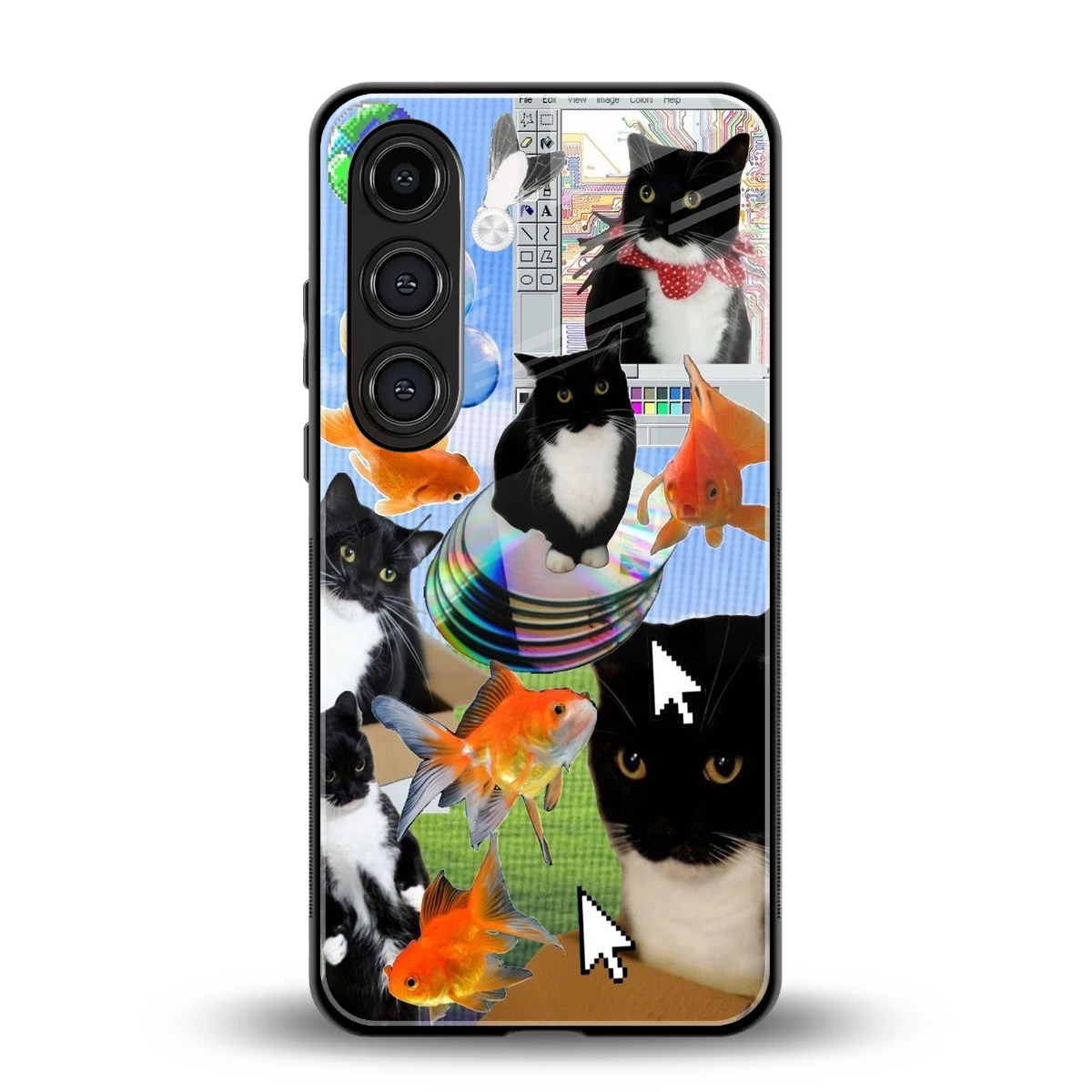 Techno Kitties back phone cover | glass case for samsung galaxy s25 plus
