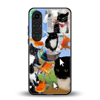 Techno Kitties back phone cover | glass case for samsung galaxy s25 plus