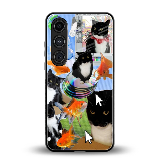 Techno Kitties back phone cover | glass case for samsung galaxy s25 fe