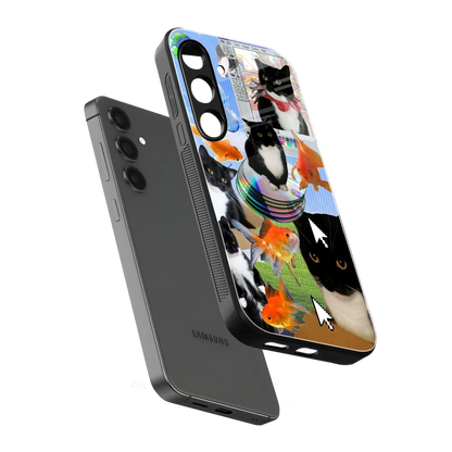 Techno Kitties sleek samsung galaxy s25 fe cover with tempered glass back and TPU edges