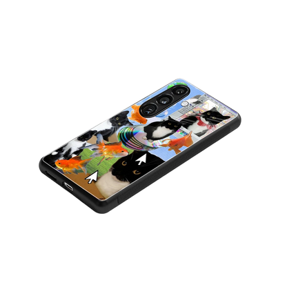 Techno Kitties stylish phone case for samsung galaxy s25 plus | glossy glass and slim fit