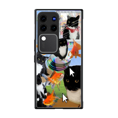 Techno Kitties back phone cover | glass case forvivo v30 pro