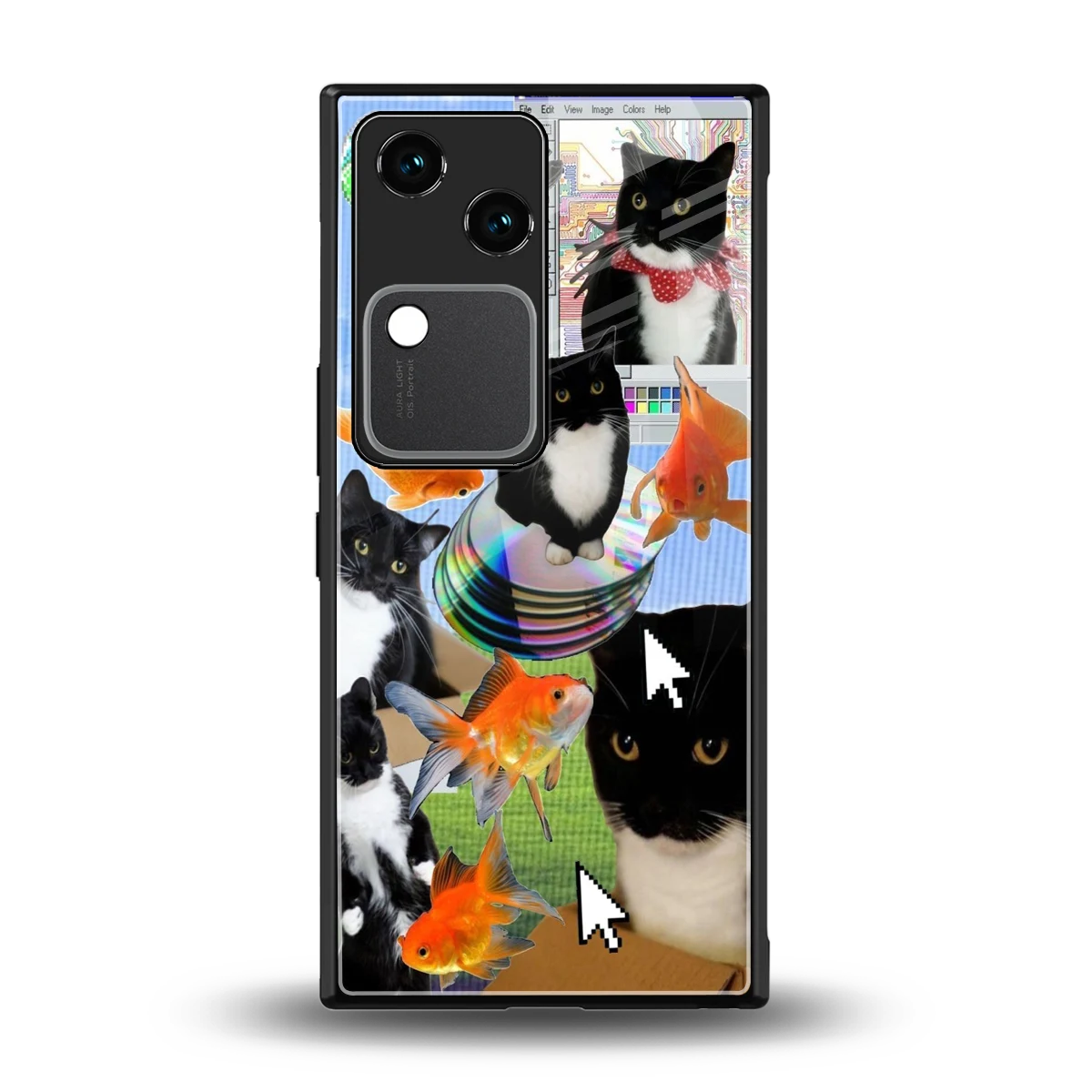Techno Kitties back phone cover | glass case for vivo v30