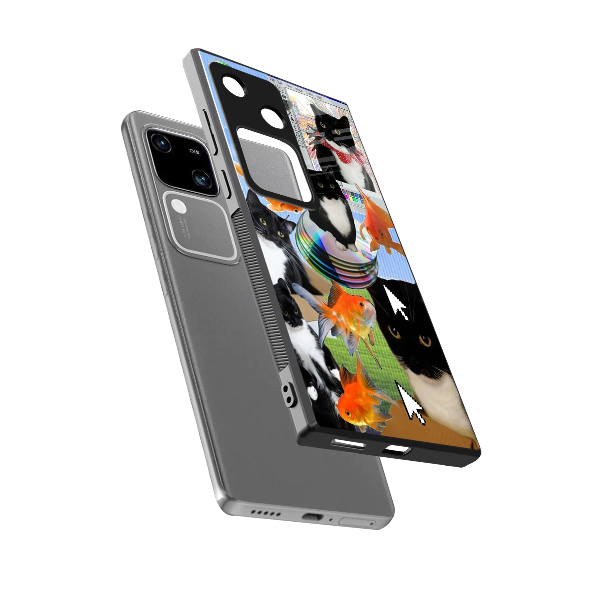 Techno Kitties sleek vivo v30 cover with tempered glass back and TPU edges