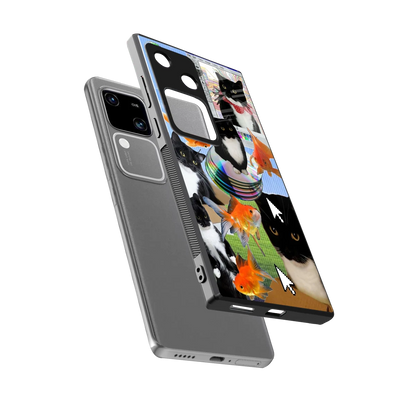 Techno Kitties sleek vivo v30 cover with tempered glass back and TPU edges