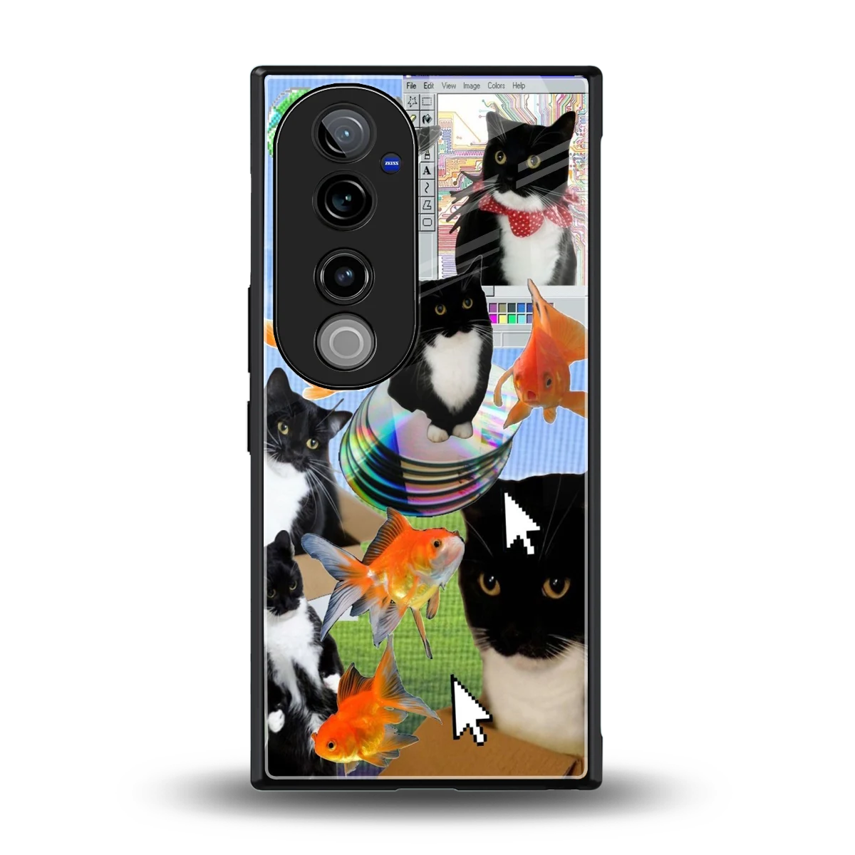Techno Kitties back phone cover | glass case for vivo v40 pro