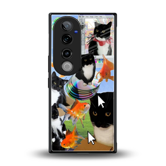 Techno Kitties back phone cover | glass case for vivo v40 pro