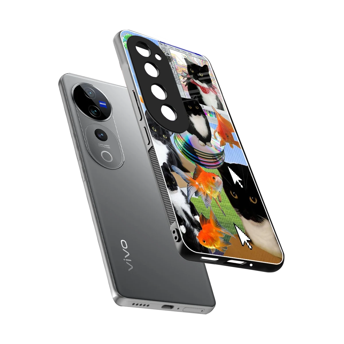 Techno Kitties sleek vivo v40 pro cover with tempered glass back and TPU edges