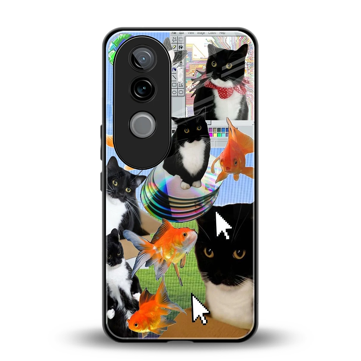 Techno Kitties back phone cover | glass case for vivo v40e