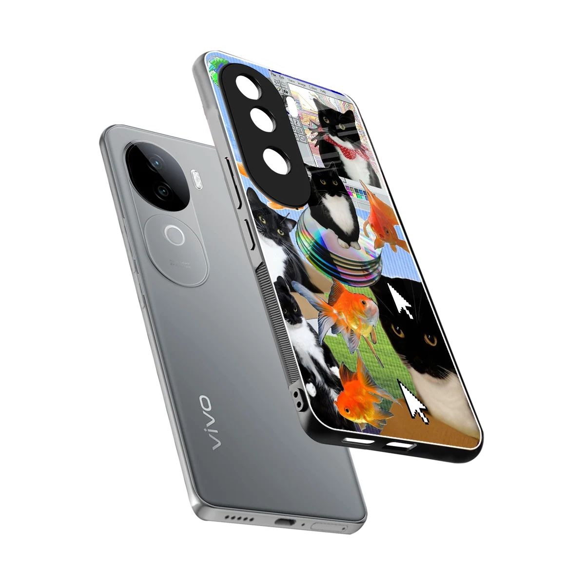 Techno Kitties sleek vivo v40e cover with tempered glass back and TPU edges