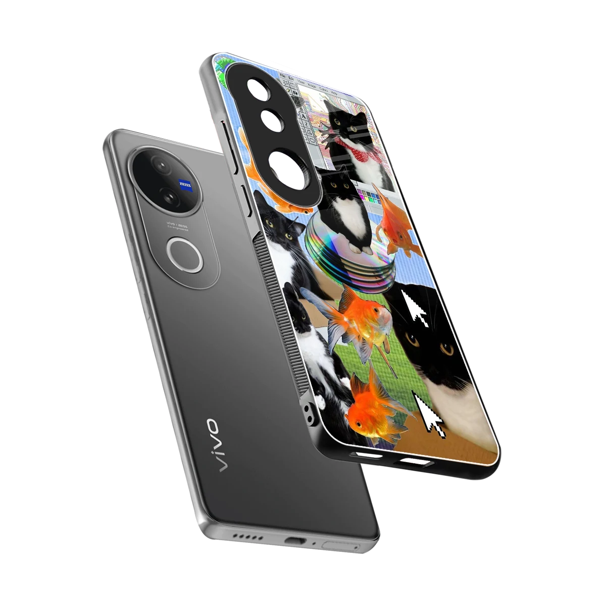 Techno Kitties sleek vivo v50 cover with tempered glass back and TPU edges