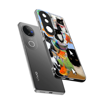 Techno Kitties sleek vivo v50 cover with tempered glass back and TPU edges