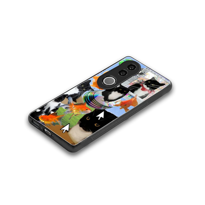 Techno Kitties stylish phone case for vivo v50 | glossy glass and slim fit