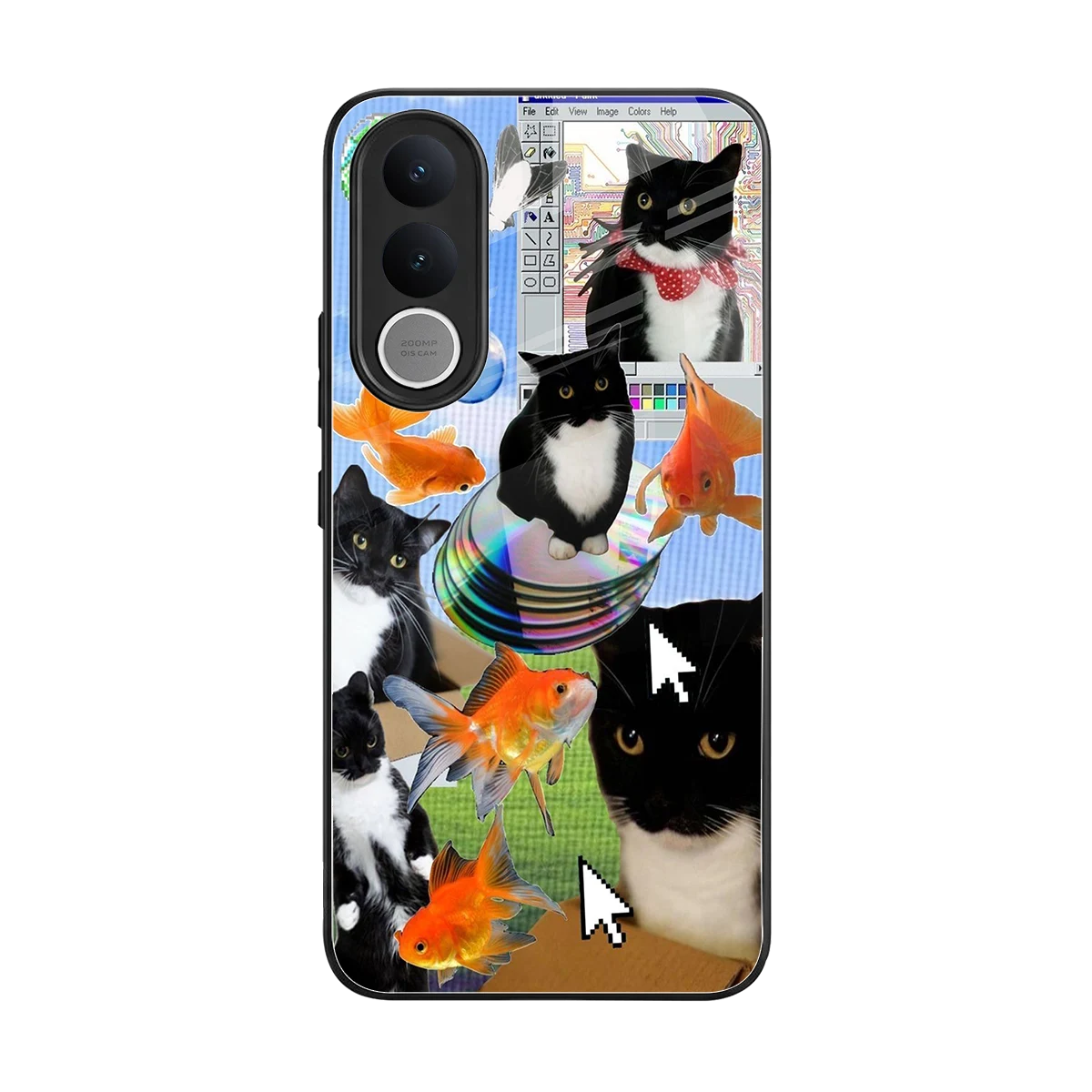 Techno Kitties back phone cover | glass case for vivo v70 fe