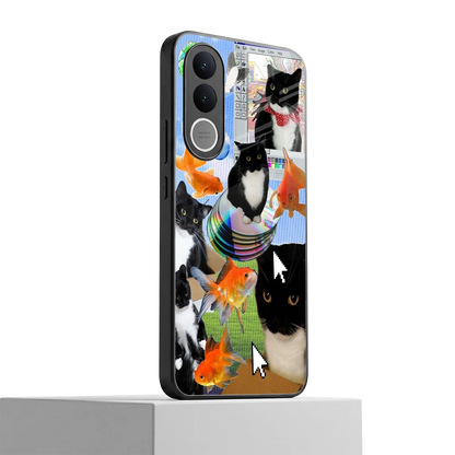 Techno Kitties vivo v70 fe mobile cover | shockproof glass phone case