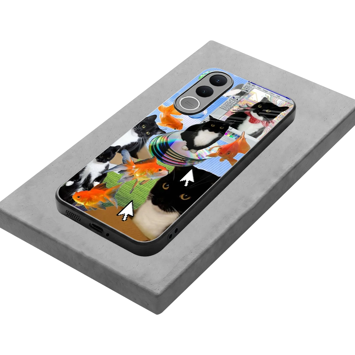 Techno Kitties stylish phone case for vivo v70 fe | glossy glass and slim fit