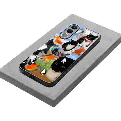 Techno Kitties stylish phone case for vivo v70 fe | glossy glass and slim fit