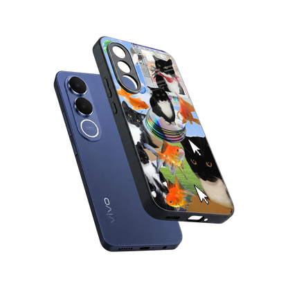 Techno Kitties sleek vivo v70 fe cover with tempered glass back and TPU edges