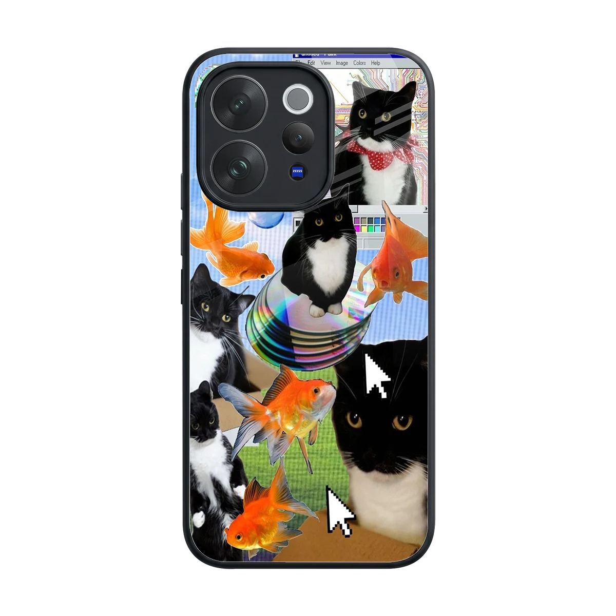 Techno Kitties back phone cover | glass case for vivo v70 elite