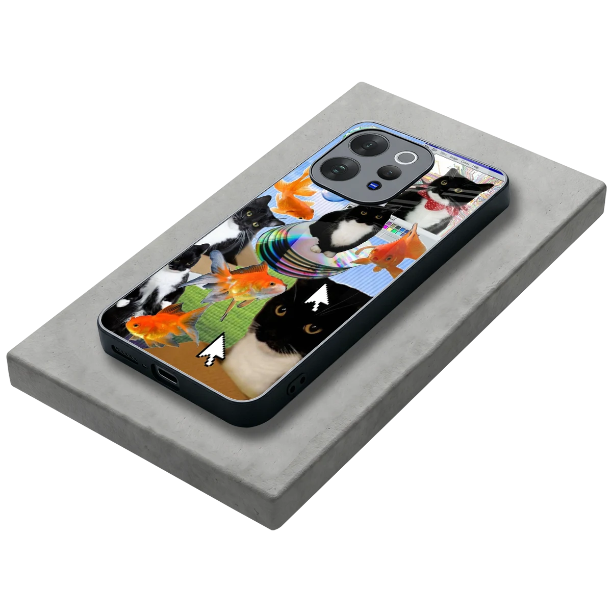 Techno Kitties stylish phone case for vivo v70 | glossy glass and slim fit