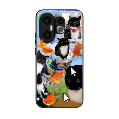 Techno Kitties back phone cover | glass case for vivo x200 fe