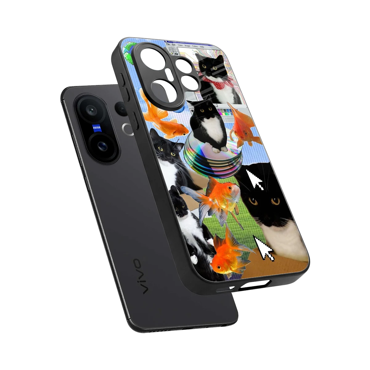 Techno Kitties sleek vivo x200 fe cover with tempered glass back and TPU edges