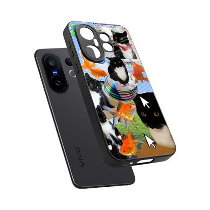 Techno Kitties sleek vivo x200 fe cover with tempered glass back and TPU edges