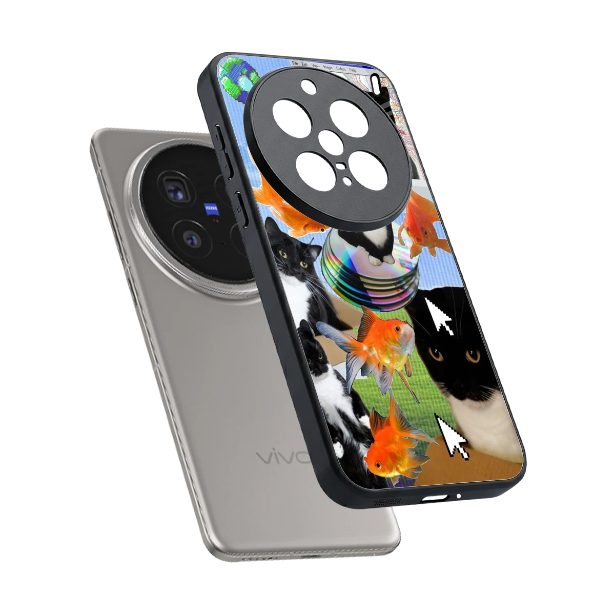 Techno Kitties sleek vivo x200 pro cover with tempered glass back and TPU edges