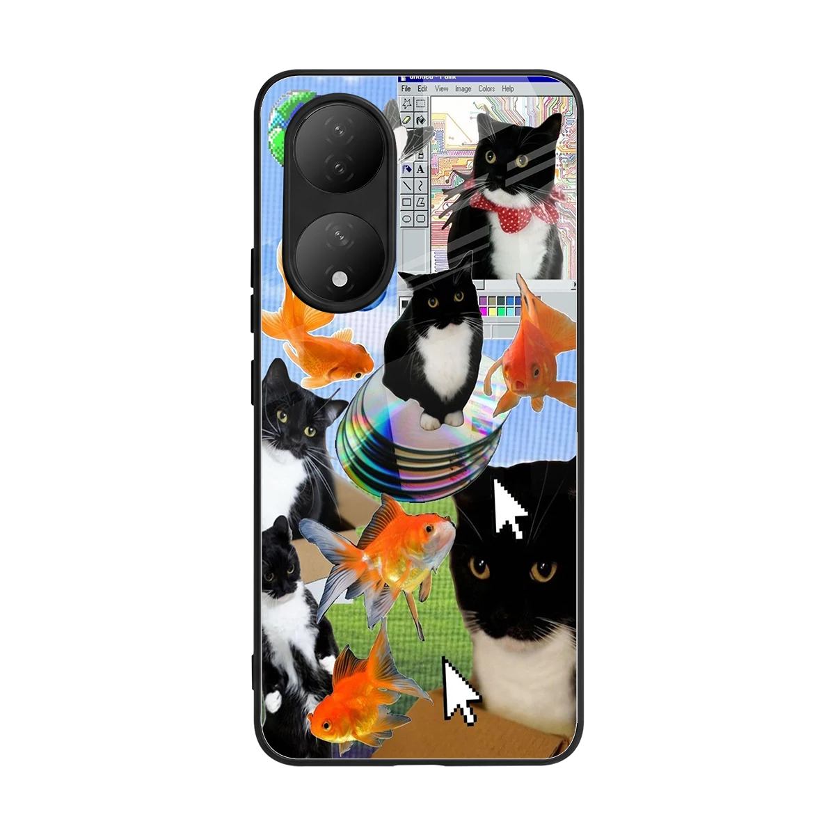 Techno Kitties back phone cover | glass case for Vivo-y100